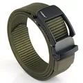 Cintura da uomo in nylon elastico verde oliva 3,5cm con fibbia automatica nera - 120cm / Verde militare