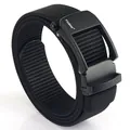 Cintura da uomo elastica intrecciata in nylon nero 3,5cm con fibbia automatica opaca - 120cm / Nero