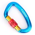 25kN D-Form Kletterkarabiner aus himmelblauem Aluminium mit rotem Schraubverschluss - Blau