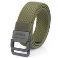 Army green woven tactical belt with black double-D ring metal buckle for men - 120 / Army Green