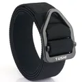 Tactical nylon stretch belt with black metal buckle for outdoor hiking and adventure - 120cm / Black