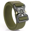 Cinturón táctico de nailon elástico con hebilla de liberación rápida en verde militar - 125cm / Verde Militar