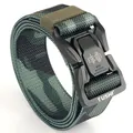 Tactical camouflage nylon belt with black quick-release alloy buckle for outdoor training - Overlocked / Army Green Camo