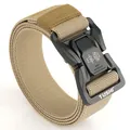Tactical nylon belt with quick release alloy buckle in khaki for outdoor training - Stretch / Coyote Brown