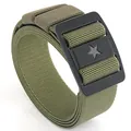 Men's tactical elastic nylon belt with military green strap and black star buckle - Army Green