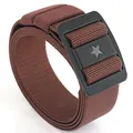Brown tactical nylon belt for men with black quick-release star buckle for outdoor training - Brown