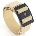 Khaki tactical nylon stretch belt with black star buckle for outdoor training - Khaki