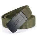 Army green elastic nylon tactical belt for men with matte black automatic buckle - Army Green / 120