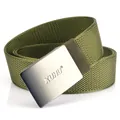 Cintura tattica in nylon verde militare con fibbia in metallo argento opaco per outdoor - Fibbia Canna di Fucile Verde Militare