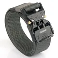 Men's heavy duty dark grey nylon tactical belt with black metal quick release buckle - Dark Gray