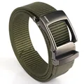 Army green nylon tactical belt for men with matte gunmetal automatic buckle - 120cm / Army Green