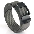Herren 3,5cm armeegrüner elastischer Nylon Gürtel mit schwarzer Automatik-Metallschnalle - 120cm / Dunkelgrau