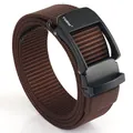 Dunkelbrauner elastischer Nylon-Gürtel für Herren mit schwarzer Automatikschließe - 120cm / Braun