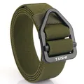 Tactical nylon stretch belt in olive drab with a triangular black metal buckle - 120cm / Army Green