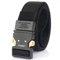 Men's 3.5cm elastic tactical belt with matte black quick-release metal buckle - Black