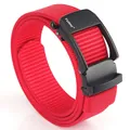 Elastischer Herrengürtel aus Nylon in Rot mit automatischer schwarzer Schnalle - 120cm / Rot
