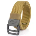 Elastic woven nylon tactical belt in coyote brown with black double-ring buckle - 120 / Coyote Brown