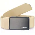 Khaki tactical elastic nylon belt with black quick-release buckle for men - Khaki