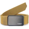 Tactical khaki elastic nylon belt with black metal quick-release buckle for outdoors - Coyote Brown