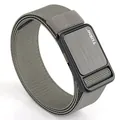 Men's stretch nylon tactical belt in dark grey with brushed metal buckle and woven strap - Dark Gray