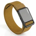 Tactical khaki stretch nylon belt with brushed metal buckle and woven texture - Coyote Brown