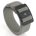 Tactical grey-green nylon elastic belt with a black metal 5-star pattern buckle - Dark Gray