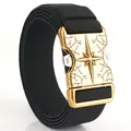 Tactical canvas belt with gold quick release metal buckle and black nylon strap - 125cm / Black