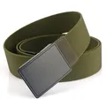 Army green tactical nylon belt for men featuring a matte black quick-release buckle - Elastic Style / Army Green