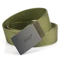 Army green nylon tactical belt with durable matte black metal buckle and woven texture - Black Buckle - Army Green