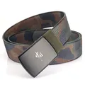 Outdoor military camouflage nylon belt with brushed metal buckle and China logo engraving - Hemmed Classic Camouflage