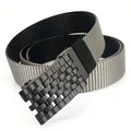 Tactical nylon belt with black textured alloy automatic buckle for outdoor casual wear - Standard Size / Grey/Black
