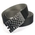 Tactical nylon belt with industrial matte black mechanical buckle on white background - Standard Size / Black/Grey