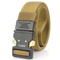Khaki tactical elastic nylon belt for men with black quick-release metal buckle - Coyote Brown