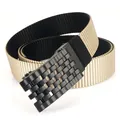 Tactical nylon belt with khaki and black dual-tone strap and matte grid buckle - Standard Size / Black/Khaki