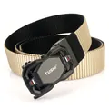 Nylon belt for men with automatic buckle, khaki heavy-duty tactical outdoor waist strap - 120cm / Black/Khaki
