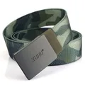 Cintura tattica in nylon e tela con motivo mimetico e fibbia in metallo nero da uomo - Fibbia Nera - Mimetico Verde Militare