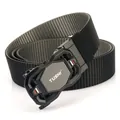 Thickened nylon web belt with tactical rotating buckle and industrial style finish - 120cm / Black/Grey