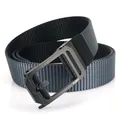 Mens nylon canvas tactical belt with rotatable automatic buckle and woven texture - 120 / Black/Royal Blue