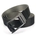 Men's nylon canvas tactical belt with dual-tone woven strap and metal automatic buckle - 120 / Black/Grey