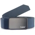 Navy blue tactical elastic nylon belt with black quick release buckle and TUSHI logo - Sapphire Blue