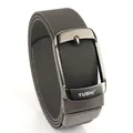 Cintura da uomo in nylon intrecciato grigio con fibbia automatica in metallo nero - 120cm / Fibbia Canna di Fucile Grigio Scuro