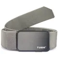 Tactical elastic nylon belt in grey with matte metal quick-release TUSHI buckle - Dark Gray