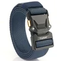 Ceinture tactique élastique bleu marine avec boucle à dégagement rapide et boutons dorés - 120cm / Bleu royal