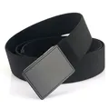 Tactical black nylon elastic belt with matte black metal quick-release buckle - Elastic Style / Black