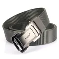 Men's casual nylon braided belt with automatic buckle in matte grey tactical style - Gunmetal Buckle Dark Gray