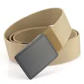 Men's khaki nylon tactical belt with a matte black metal quick-release buckle - Elastic Style / Coyote Brown
