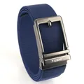Ceinture tressée en nylon bleu marine pour homme avec boucle noire et texture - Boucle Canon de Fusil - Bleu Royal