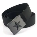 Black nylon tactical belt with metallic buckle featuring a five-pointed star relief - Standard Length / Elastic Black