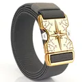 Tactical gray canvas belt with vintage gold quick release buckle and star pattern - 125cm / Dark Gray