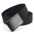 Schwarzer Nylon-Stoffgürtel für Herren mit gebürsteter Metallschnalle für Jeans - 120cm / Elastisch Schwarz